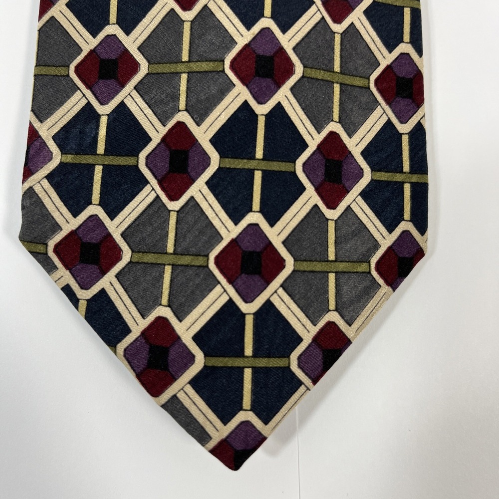Mallory and Church Mens Tie  3.75 in W x L 58 in Silk Burgundy Black Green Tan